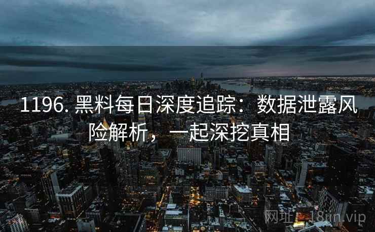 1196. 黑料每日深度追踪：数据泄露风险解析，一起深挖真相